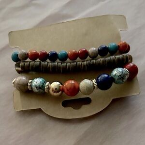 New 3pc Bohemian Dark Mix Multicolor Beaded Bracelet Set